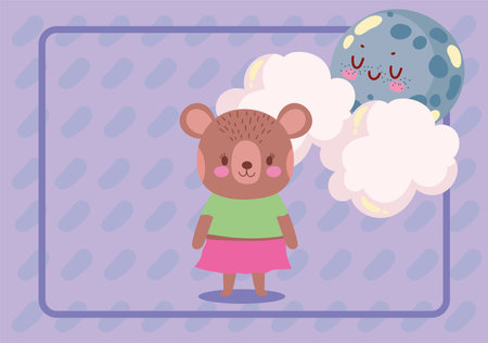 cute bear and moonのイラスト素材