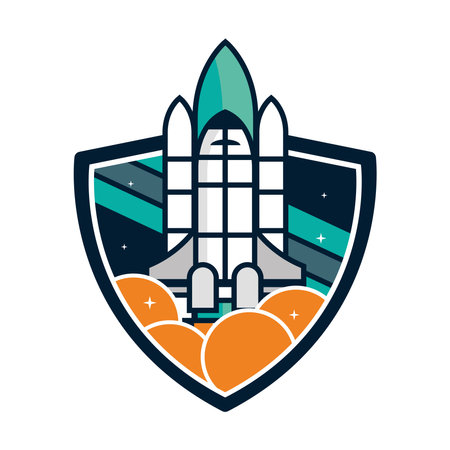 spaceship launch space badgeのイラスト素材