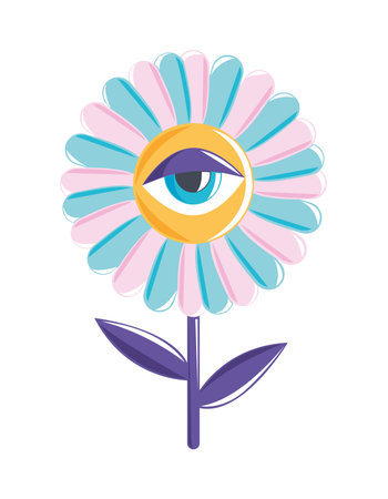 flower with eye retro iconのイラスト素材
