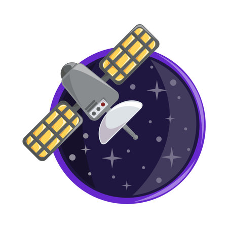 satellite space badgeのイラスト素材