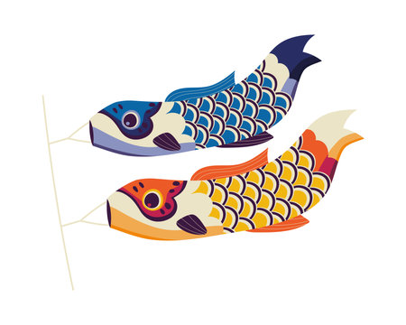 japanese koi carpsのイラスト素材