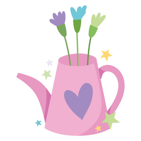 easter flowers and watering canのイラスト素材
