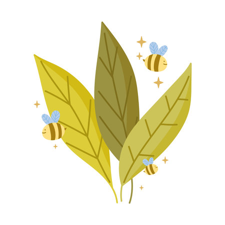 bees leaves springのイラスト素材