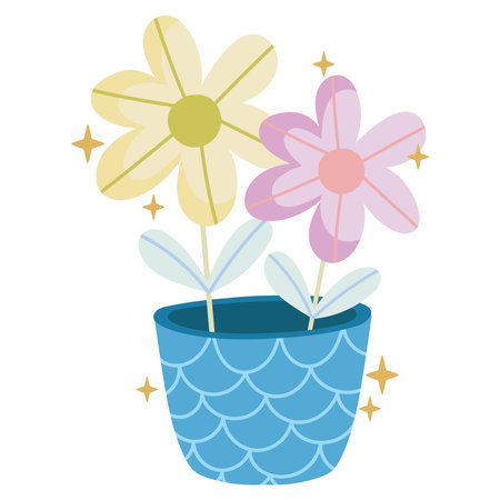 potted flowers springのイラスト素材