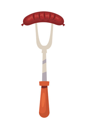 grilled sausage in forkのイラスト素材