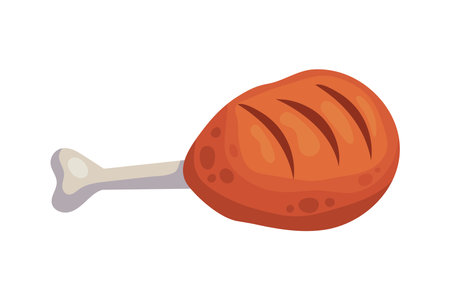 grilled chicken leg iconのイラスト素材