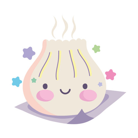 kawaii dumpling foodのイラスト素材