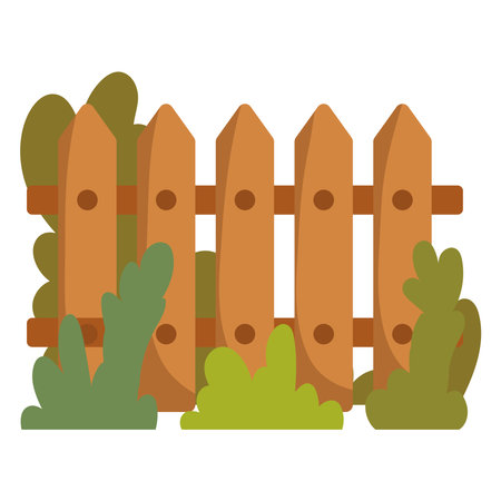 garden fence and bushのイラスト素材