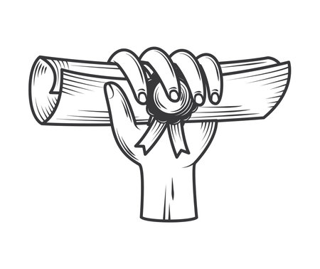 hand with diploma graduationのイラスト素材