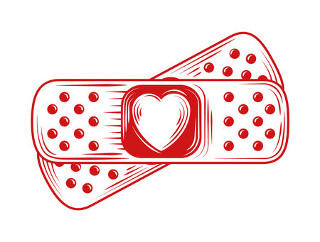 band aid love doodleのイラスト素材