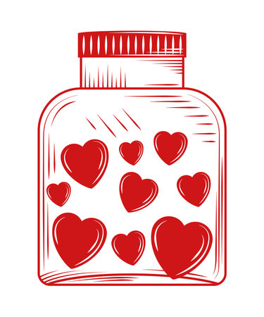 hearts in jar love doodleのイラスト素材
