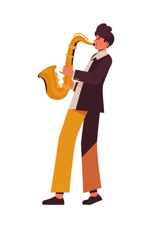 musician man with saxophoneのイラスト素材