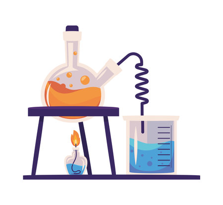 science laboratory flasksのイラスト素材