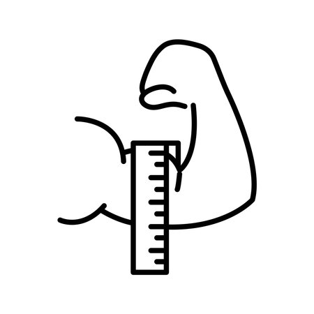 Muscular athlete arm with measure tapeのイラスト素材