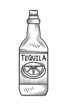 drink bottle of tequilaのイラスト素材