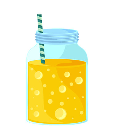 Fresh fruit cocktail in a lemonade jarのイラスト素材