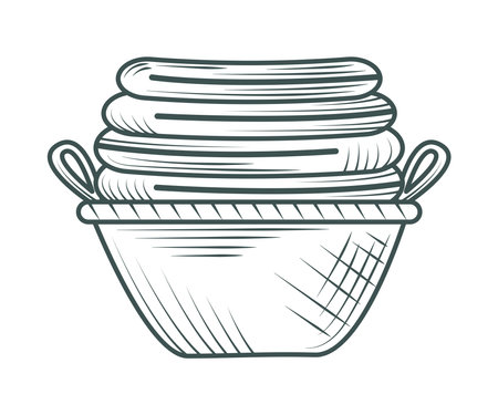 clean laundry on basketのイラスト素材