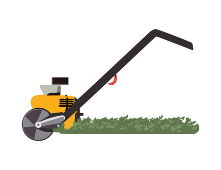 gardening equipment on green meadowのイラスト素材