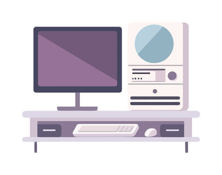 Modern office workspace with computer equipmentのイラスト素材