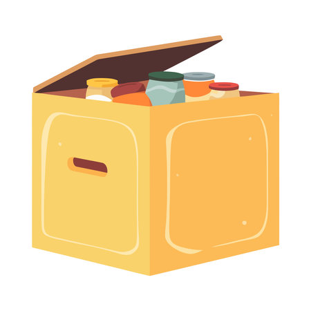 the cardboard box with bottles foodのイラスト素材