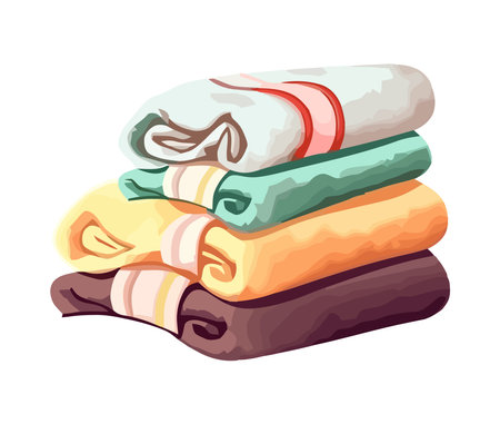Stacked towels textile backdropのイラスト素材