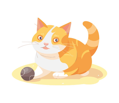 Cute Cat playing with toyのイラスト素材