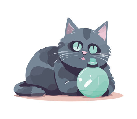 kitten with blue bottleのイラスト素材