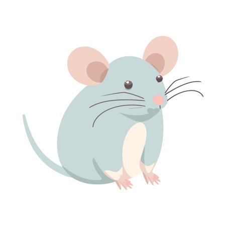 Cute cartoon rat sitting on flat backgroundのイラスト素材