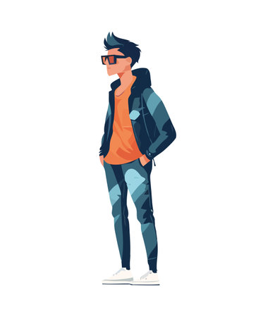 One fashionable man in denim standingのイラスト素材