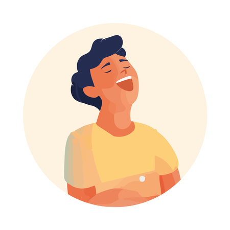Smiling cartoon guy enjoyingのイラスト素材