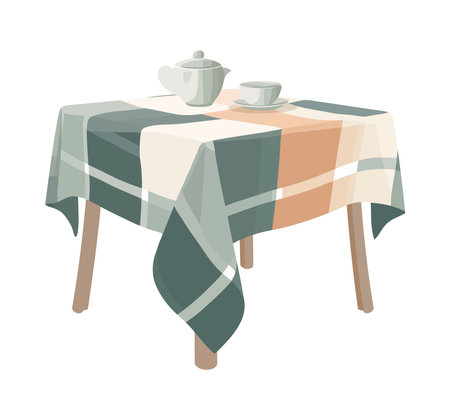 Modern kitchen table with dishwareのイラスト素材