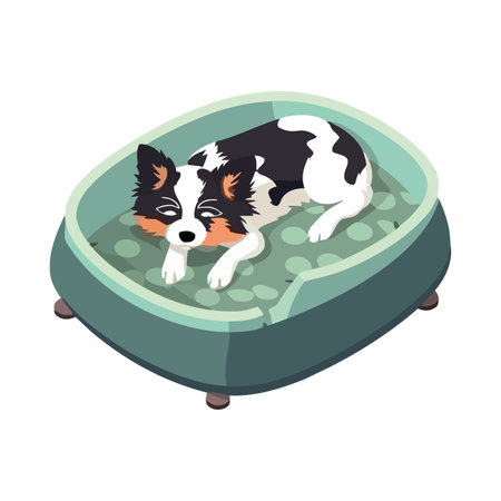 Cute little dog sitting on pillowのイラスト素材