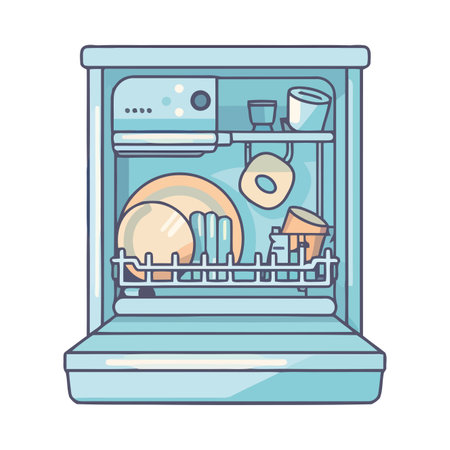 kitchen appliance dishwasher machineのイラスト素材