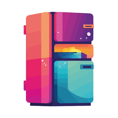 Modern cartoon refrigerator icon with ice cooler handleのイラスト素材