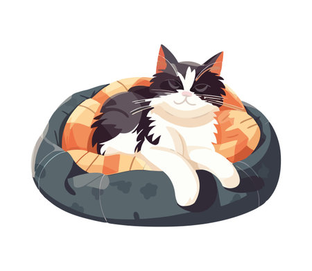 Cute kitten resting on a pillowのイラスト素材