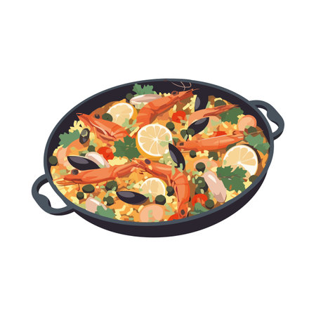 Fresh gourmet seafood with organic vegetablesのイラスト素材