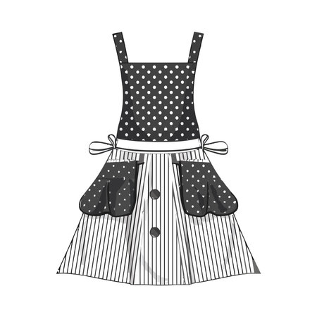 Polka dot sundress, apron for womenのイラスト素材