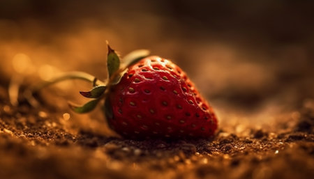 Juicy strawberry, ripe and fresh from farm generated by artificial intelligenceの素材
