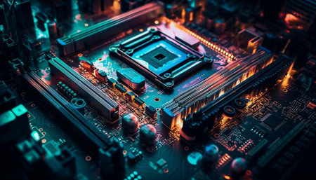complexity of computer chip circuit board generated by artificial intelligenceの素材