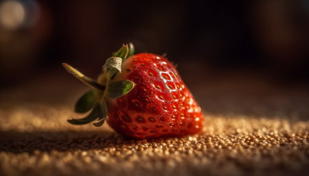 Juicy berry dessert on wooden table, gourmet delight generated by artificial intelligenceの素材