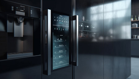 Futuristic kitchen equipment reflects modern technology generated by artificial intelligenceの素材