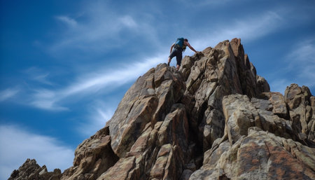 conquering adversity, standing on top generated by artificial intelligenceの素材