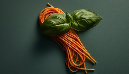 Fresh organic pasta with healthy vegetarian ingredients generated by artificial intelligenceの素材