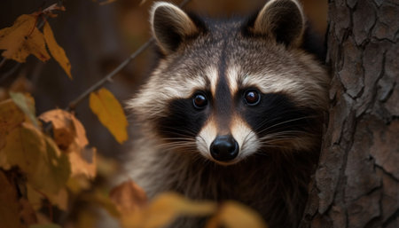 Small red fox looking at camera outdoors generated by artificial intelligenceの素材