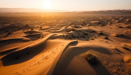 Photo pour Rippled sand dunes, majestic beauty in nature generated by artificial intelligence - image libre de droit