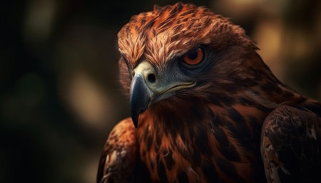 Majestic bird of prey perching on branch generated by artificial intelligenceの素材