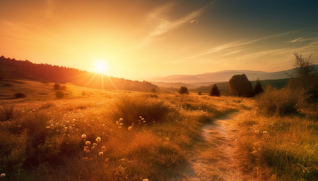 summer camp landscape scene , beauty season generated by artificial intelligenceの素材