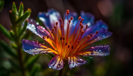 Vibrant gerbera daisy in wet meadow freshness generated by artificial intelligenceの素材