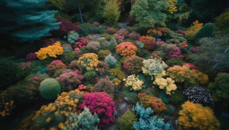 Multi colored flowers bloom on coral reef underwater generated by artificial intelligenceの素材