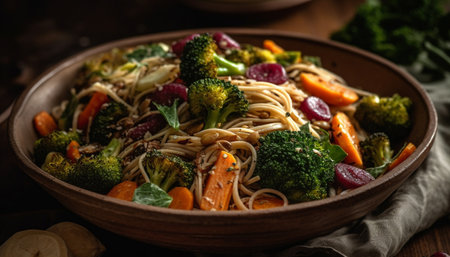 Fresh vegetables stir fried for a healthy meal generated by artificial intelligenceの素材